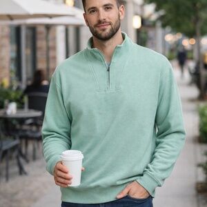 Kirkland Signature Quarter Zip Pullover Mint Green Sweatshirt - Size L